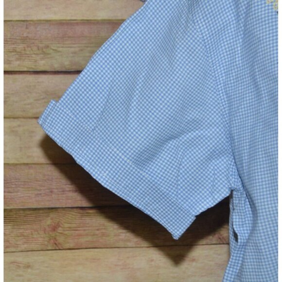 Maggie & Max Women's Blue Gingham Floral Embroidered Button Front Top 2X Granny - Picture 4 of 9